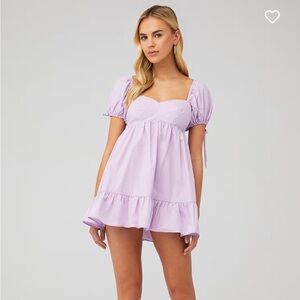 Amanda Uprichard Sicily Lilac Puff Sleeve Mini Dress